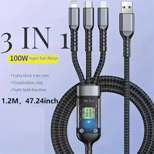 3 in 1 CABLE 100W (Set of 5 Pcs)