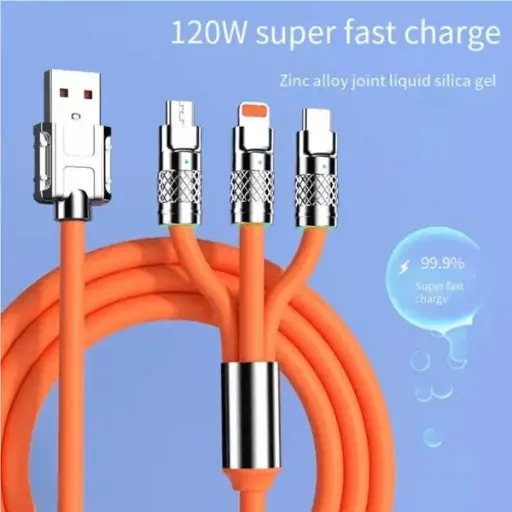 120W Fast Charging 3-in-1 Cable (Set of 5 Pcs)