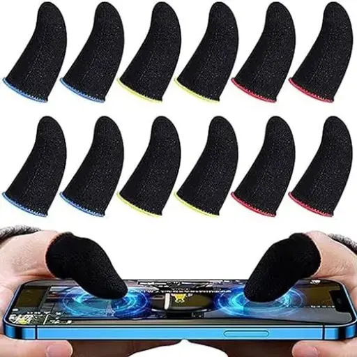 Thumb & Finger Sleeve for Mobile Gaming with Super Conductive Fiber Fabric (20 pcs packet)