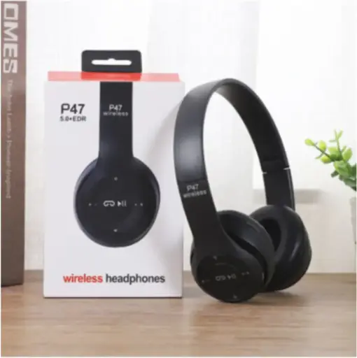  P47 Wireless FM Bluetooth Headset with Deep Bass for Music & Calls